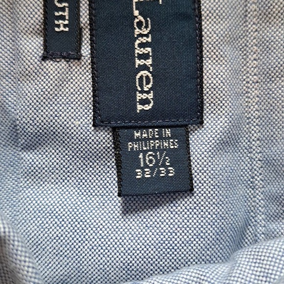 Mens Ralph Lauren button-down shirt chambray  blue color size 16 1/2 32/33 - Picture 3 of 5